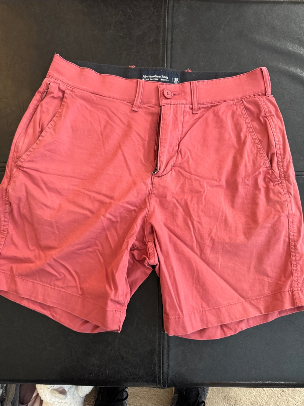 Abercrombie & Fitch Men's Coral Pink Flat-Front Shorts